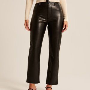 NWT Abercrombie Ankle Straight Ultra High Rise LEATHER Pant BLACK - SIZE 28